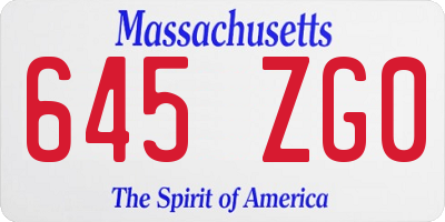 MA license plate 645ZG0