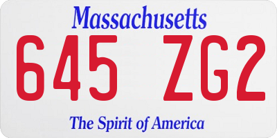 MA license plate 645ZG2
