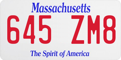 MA license plate 645ZM8