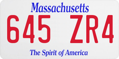 MA license plate 645ZR4