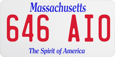 MA license plate 646AI0