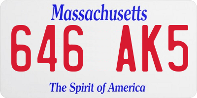 MA license plate 646AK5
