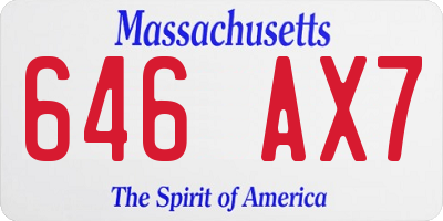 MA license plate 646AX7