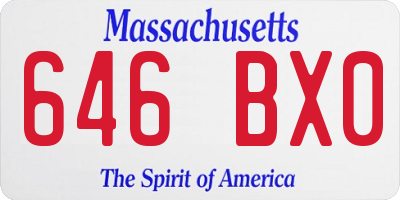 MA license plate 646BX0