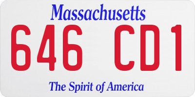 MA license plate 646CD1
