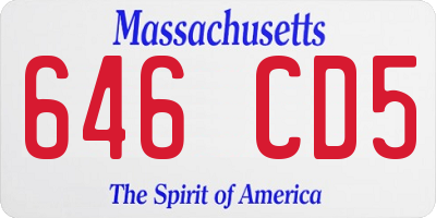 MA license plate 646CD5
