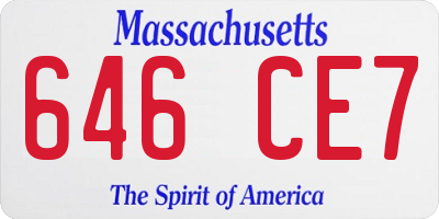 MA license plate 646CE7