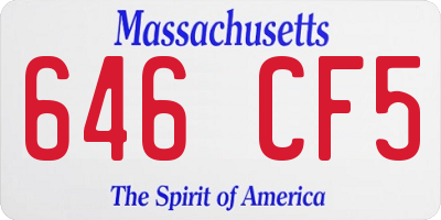 MA license plate 646CF5