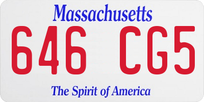 MA license plate 646CG5
