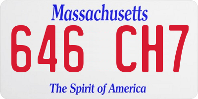 MA license plate 646CH7