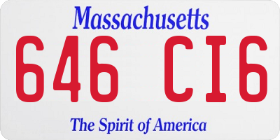 MA license plate 646CI6