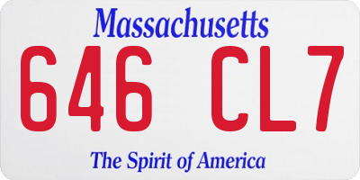 MA license plate 646CL7