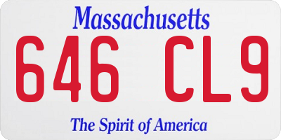 MA license plate 646CL9