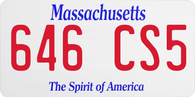 MA license plate 646CS5