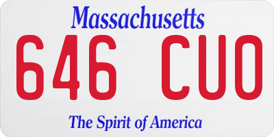 MA license plate 646CU0