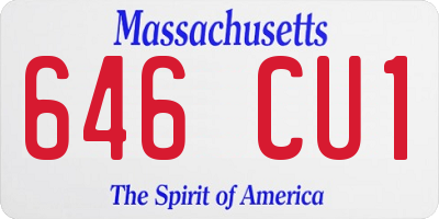 MA license plate 646CU1