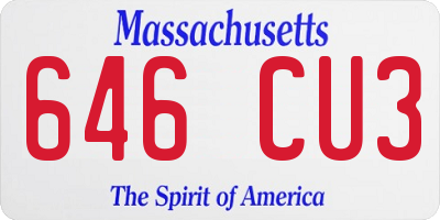 MA license plate 646CU3