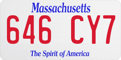 MA license plate 646CY7