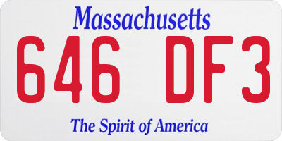 MA license plate 646DF3