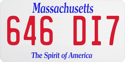 MA license plate 646DI7