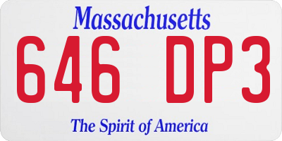 MA license plate 646DP3