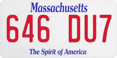 MA license plate 646DU7