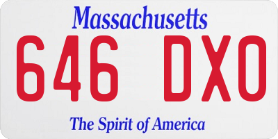 MA license plate 646DX0