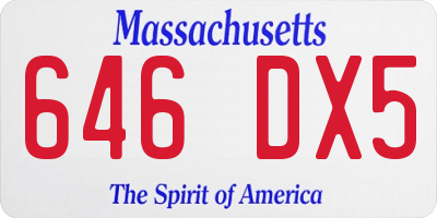 MA license plate 646DX5