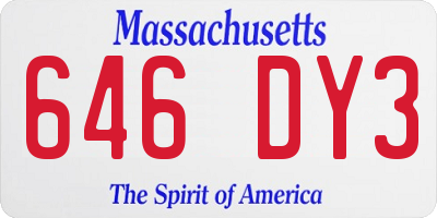 MA license plate 646DY3