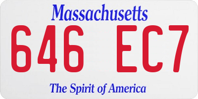 MA license plate 646EC7