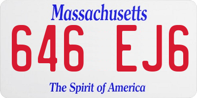 MA license plate 646EJ6