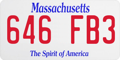 MA license plate 646FB3