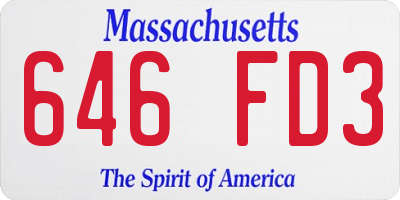 MA license plate 646FD3
