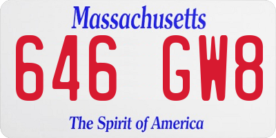 MA license plate 646GW8