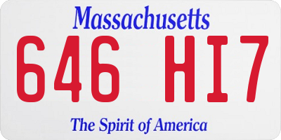 MA license plate 646HI7