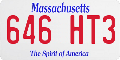 MA license plate 646HT3