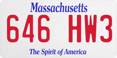 MA license plate 646HW3