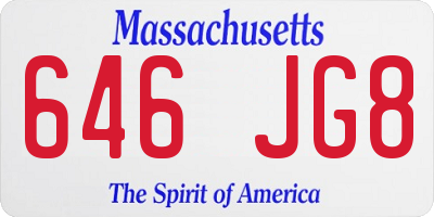MA license plate 646JG8