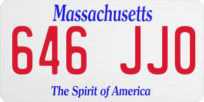 MA license plate 646JJ0
