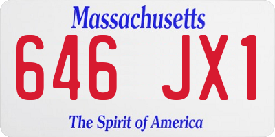 MA license plate 646JX1
