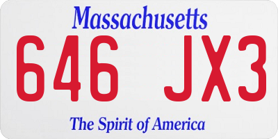 MA license plate 646JX3