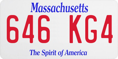 MA license plate 646KG4