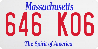 MA license plate 646KO6