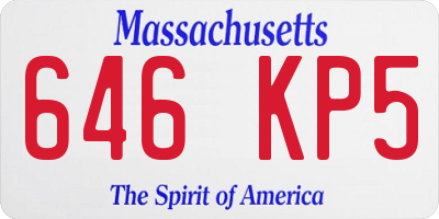 MA license plate 646KP5