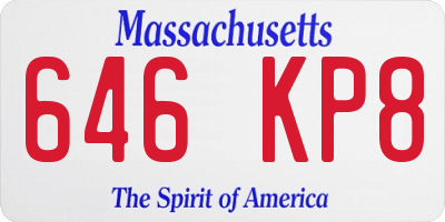 MA license plate 646KP8