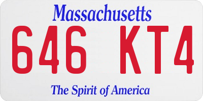 MA license plate 646KT4