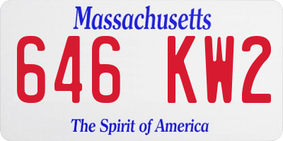 MA license plate 646KW2