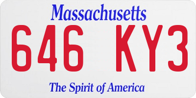 MA license plate 646KY3