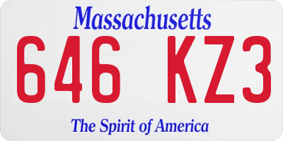 MA license plate 646KZ3