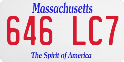 MA license plate 646LC7